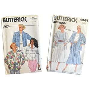 Two Butterick Fast & Easy Sewing Patterns 3831 4841 Jacket Top Skirt Size P-S-M